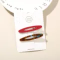 Elegant 2-piece set of acetate duckbill hair clips in red and leopard patterns - Hollow Oval (#6) / 2-Piece Set (Card Packed) / Red + Blue Coffee Floral