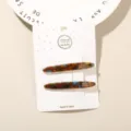Premium set of two acetate hair clips featuring a stylish tortoise shell pattern - 2-Piece Set (Card Packed) / Blue Coffee Floral (Arc Shape)