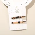 Acetate tortoiseshell pattern hair clips 2-piece set on display card - 2-Piece Set (Card Packed) / White Tortoiseshell (Arc Shape)
