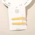 Minimalist yellow acetate hair clip 2-piece set displayed on a white product card - 2-Piece Set (Card Packed) / Yellow (Arc Shape)