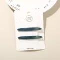 Set of two elegant dark green acetate hair clips on a white handmade display card - 2-Piece Set (Card Packed) / Blue (Arc Shape)