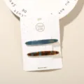 Elegant acetate hair clip set in teal and tortoiseshell finish for stylish women styling - Arc Shape (10) / 2-Piece Set (Card Packed) / Blue + Blue Coffee Floral
