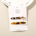 Two-piece set of acetate tortoiseshell hair clips on a white presentation card - Arc Shape (12) / 2-Piece Set (Card Packed) / White Tortoiseshell + Yellow Tortoiseshell