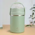 Tragbarer minimalistischer Thermobehälter in Hellgrün mit Tragegriff und CX Markenlogo - 600ml / Hellgrün