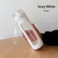 Botella de agua de vidrio portátil blanco marfil 610 ml para deporte y viaje - 610ml / Marfil