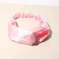 Elegant pink satin twisted headband for face washing and hair styling, wide elastic band. - Pink