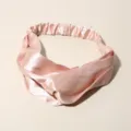 Elegant soft pink satin twisted headband elastic hair band for facial skin care routine - Light Pink