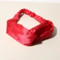 Bright red satin wide twist headband with elastic band for face washing hair styling - Red