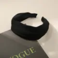 Diadema ancha acolchada negra vintage para efecto de volumen, diseño simple - Estilo Básico de Borde Ancho / Negro
