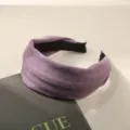 Diadema vintage de tela morada de primera calidad con diseño de nudo superior alto - Estilo Básico de Borde Ancho / Púrpura