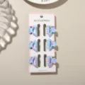 Six-piece set of mini 2.5cm hair claw clips featuring a blue and pink cow print design. - 6 Pieces/Pack / Glossy Blue