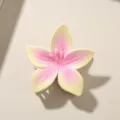 Pince à cheveux fleur de frangipanier rose et jaune pour un style de vacances - Jaune Rose Dégradé (8cm)