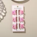 Set of six 3cm mini macaron pink bow hair clips presented on a white display card - 6 Pieces With Display Card / Pearlescent Dark Pink