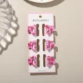 Set of six mini 2.5cm pink leopard print hair claws attached to a display card - 6 Pieces/Pack / Glossy Purple