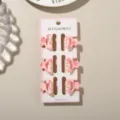 6-piece set of 2.5cm mini pink heart pattern hair claw clips for versatile styling. - 6 Pieces/Pack / Glossy Korean Pink