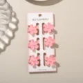 Set van 6 mini haarspeldjes met roze bloemen in snoepkleur, 2,5 cm voor styling - Parel Lichtroze