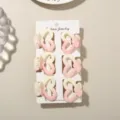 Lot de 6 mini pinces à cheveux en forme de cœur avec dégradé rose et taches - Lot de 6 avec carte / Dégradé Jaune Rose (26-134)