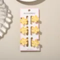 Set van 6 schattige 2,5 cm mini gele bloem haarspelden op kaart - Parelmoer Geel