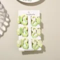 Lot de 6 petites pinces à cheveux en forme de cœur dégradé vert et jaune - Lot de 6 avec carte / Dégradé Jaune Vert (26-134)