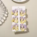 Lot de 6 pinces à cheveux douces en forme de cœur avec dégradé violet et jaune - Lot de 6 avec carte / Dégradé Jaune Violet (26-134)