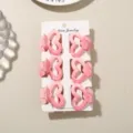 Lot de 6 pinces à cheveux roses en forme de cœur avec taches blanches sur carte - Lot de 6 avec carte / Dégradé Rose (26-134)