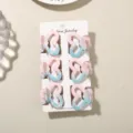 Lot de 6 pinces à cheveux douces en forme de cœur avec un dégradé rose et bleu - Lot de 6 avec carte / Dégradé Bleu Rose (26-134)