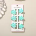 Set van 6 turquoise bloem haarklemmen 2,5 cm mini haarclips voor dames en meisjes - Parelmoer Mintgroen