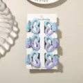Lot de 6 mini pinces à cheveux cœur de 4,5 cm, dégradé bleu-violet et moucheté - Lot de 6 avec carte / Dégradé Bleu Violet (26-134)