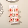 6-delige set van 4 cm holle frangipani haarklemmen met perzik verloop en haaienklem - 6 Stuks/Verpakking / Oranjerood