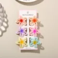 Set van 6 gradiënt holle plumeria haarklemmen in levendige kleuren voor de zomer - 6 Stuks/Verpakking / Gemengde Kleur A