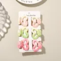 Lot de 6 pinces à cheveux en forme de cœur de 4,5 cm avec dégradé coloré et taches blanches - Lot de 6 avec carte / Couleurs Mélangées Style B (26-134)