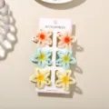 6-delige set van 4 cm frangipani haarklemmen met kleurverloop in diverse pastelkleuren - 6 Stuks/Verpakking / Gemengde Kleur B
