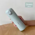 Lichtgewicht 420ml mintgroene 316 rvs thermosfles met handige springdeksel sluiting - 420ml / Groen