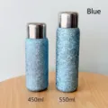 Botellas de agua inteligentes e isotérmicas de titanio azul texturizado de 450ml y 550ml - Azul Hielo