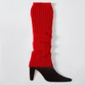 Rote Strick Beinstulpen für Damen, warme Winter Boot Cuffs, gemütliche gerippte Stulpen. - Einheitsgröße / Weinrot