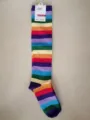 Calze alte a righe arcobaleno colorate in cotone calzettoni lunghi casual da donna variante - Taglia unica / Multicolore Viola