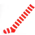 Calze alte sopra il ginocchio a righe rosse e bianche da donna per cosplay e abbigliamento. - XL / Righe larghe rosse e bianche