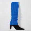 Felblauwe gebreide beenwarmers voor dames, comfortabele winter laarsmanchetten en hippe sokken. - Eén maat / Saffierblauw