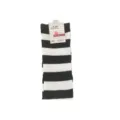 Black and white striped over-the-knee cotton socks for women, comfortable and stylish. - XL / Black and White Wide Stripes
