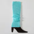 Strick Stulpen, neonblaue Beinstulpen Stiefelsocken für Damen im Winter, modisch warm. - Einheitsgröße / Seeblau