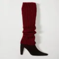 Weinrote Strick Stulpen, gerippte Boot Cuffs, gemuetliche Winter Accessoires Damen. - Einheitsgröße / Burgunderrot