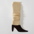 Beige Stulpen Damen Strick Stulpen Winter Beinstulpen Warme Boot Cuffs Lang Strümpfe - Einheitsgröße / Khaki