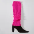 Neonrosa Strick Beinlinge, warme Stiefelstulpen, kuschelige Rippstrick Socken Damen. - Einheitsgröße / Fuchsia