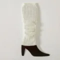 Weiße Strick-Beinwärmer für Damen, kuschelige Winter-Stulpen und Socken für kalte Tage. - Einheitsgröße / Creme
