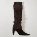 Braune gestrickte Beinwärmer Winter warme Slouch Socken Stiefel Abdeckungen Variante Stil - Einheitsgröße / Hellbraun