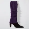 Lila Strick Beinwärmer Winter Slouch Stiefelsocken gemusterte kuschelige warme Socken - Einheitsgröße / Dunkellila