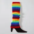 Bunte gestrickte Stulpen Regenbogen Streifen Beinstulpen Winter warme Boot Covers Damen. - Einheitsgröße / Regenbogen