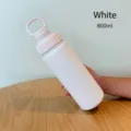 800ml weiße 316 Edelstahl tragbare Sport Wasserflasche mit Tragegriff und Schnalle - 800ML / Elfenbein