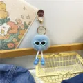 Creative cute blue plush soot sprite keychain with sunglasses and boots for bag charms - Sky Blue