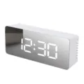 White LED mirror digital alarm clock, modern minimalist electronic desk clock with clear display. - TS-S69-W Rectangular, White Shell, White Light